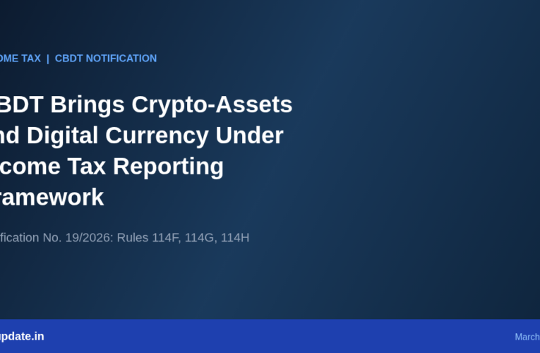 CBDT Brings Crypto-Assets and Digital Currency Under Income Tax Reporting Framework: Key Changes Explained