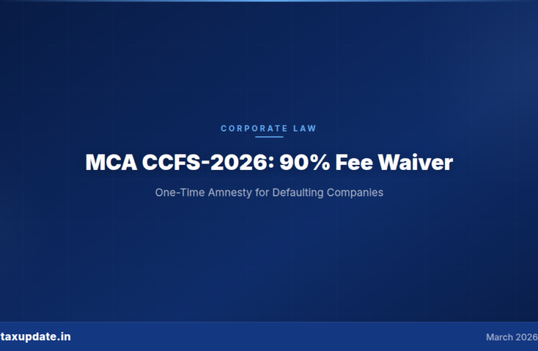 MCA CCFS-2026 Amnesty Scheme: 90% Fee Waiver for Pending ROC Filings (April 15 to July 15)