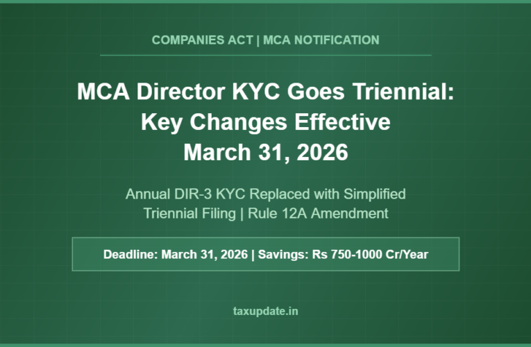 MCA Director KYC Goes Triennial: Key Changes Effective March 31, 2026 – What Directors Must Do Now