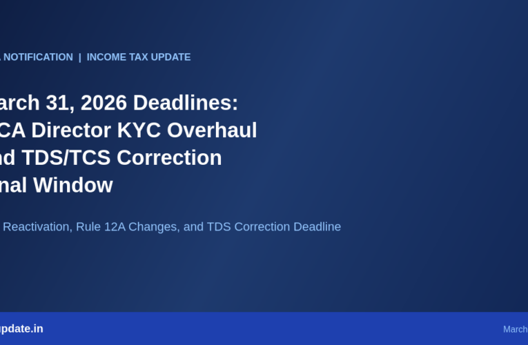 March 31, 2026 Deadlines: MCA Director KYC Overhaul and TDS/TCS Correction Final Window