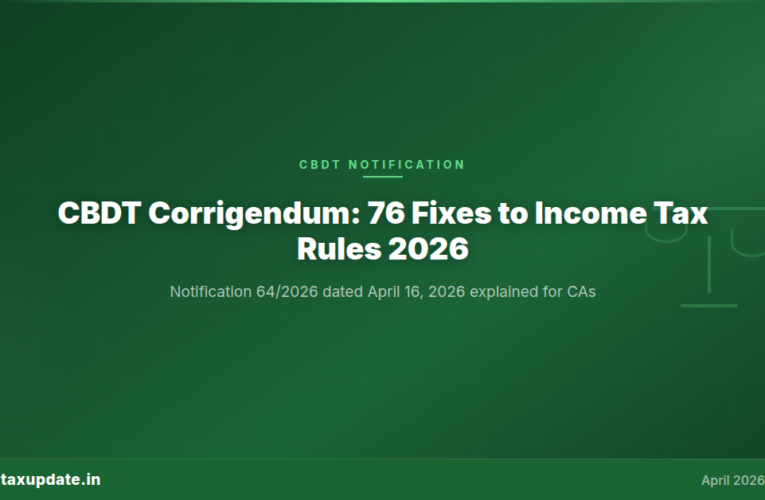 CBDT Corrigendum to Income Tax Rules 2026: Notification 64/2026 Fixes 76 Errors and Renames Rules (April 16, 2026)