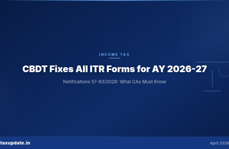 CBDT Fixes All ITR Forms for AY 2026-27: What Notifications 57 to 63 of 2026 Change for CAs