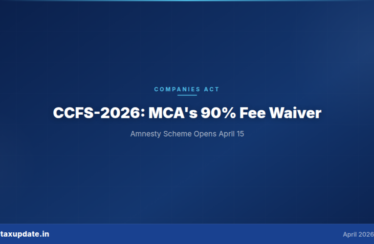 CCFS-2026: MCA Amnesty Scheme Opens April 15 with 90% Fee Waiver for Defaulting Companies