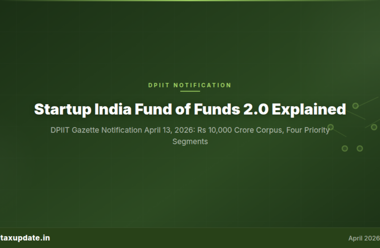 Startup India Fund of Funds 2.0 Explained: DPIIT Gazette Notification April 13, 2026 and What AIFs and Founders Must Do Next