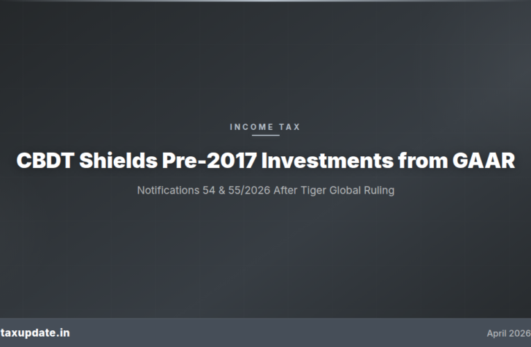 CBDT Shields Pre-2017 Investments from GAAR: What Notifications 54 and 55 of 2026 Mean for Foreign Investors
