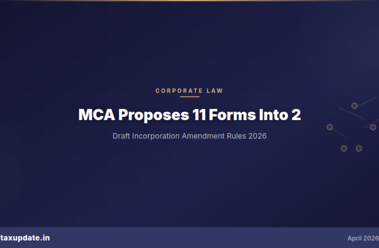 MCA Proposes Merging 11 Incorporation Forms into 2: Draft Companies (Incorporation) Amendment Rules 2026 Explained