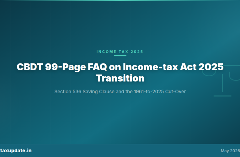 CBDT 99-Page FAQ on Income-tax Act 2025 Transition: How Section 536 Saving Clause Protects Pre-April 1, 2026 Income, Pending Assessments, Loss Carry-Forward, and TDS Compliance