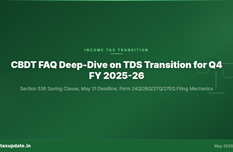 CBDT FAQ Deep-Dive on Income-tax Act 2025 TDS Transition: Q4 FY 2025-26 Statement Filing Mechanics Under Section 536 Saving Clause Before the May 31, 2026 Deadline