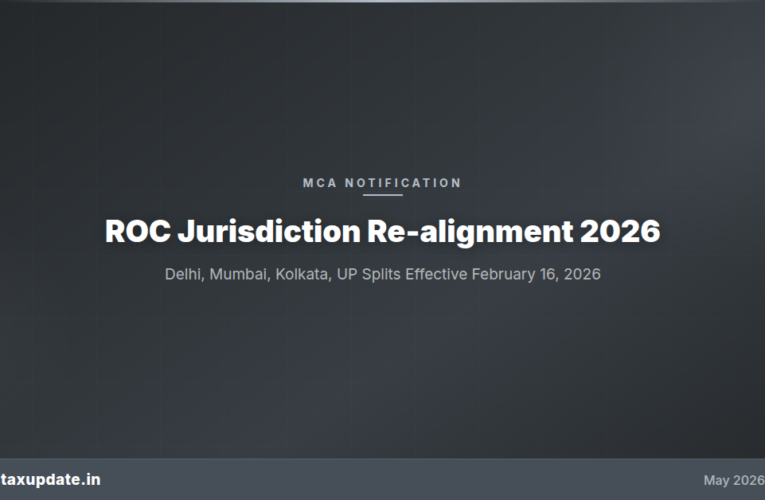 ROC Jurisdiction Re-alignment 2026: Delhi, Mumbai, Kolkata, Uttar Pradesh ROC Splits Effective February 16, 2026 and How to Verify Your Current ROC