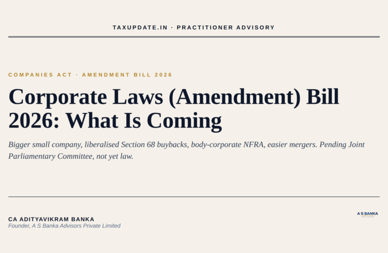 Corporate Laws (Amendment) Bill 2026: Bigger Small Company, Liberalised Buybacks and a Body-Corporate NFRA