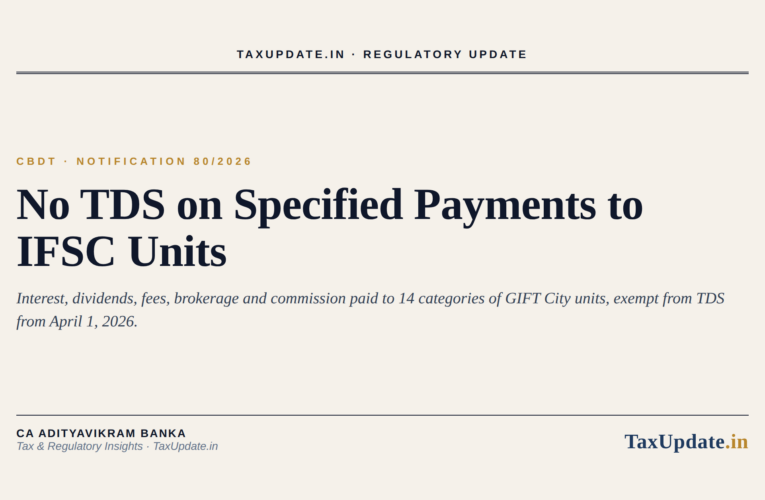 CBDT Notification 80/2026: No TDS on Specified Payments to IFSC Units From April 1, 2026 (Form 1(N) Explained)