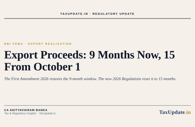 FEMA Export Realisation Period 2026: Why Your Deadline Is 9 Months Now and 15 Months From October 1, 2026