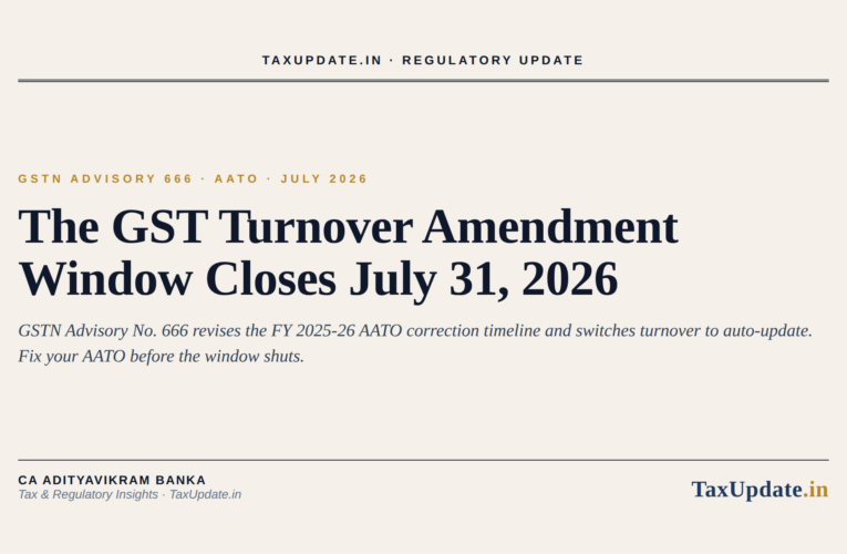 GSTN Advisory No. 666: The FY 2025-26 AATO Amendment Window Closes July 31, 2026 (and GST Turnover Now Auto-Updates)