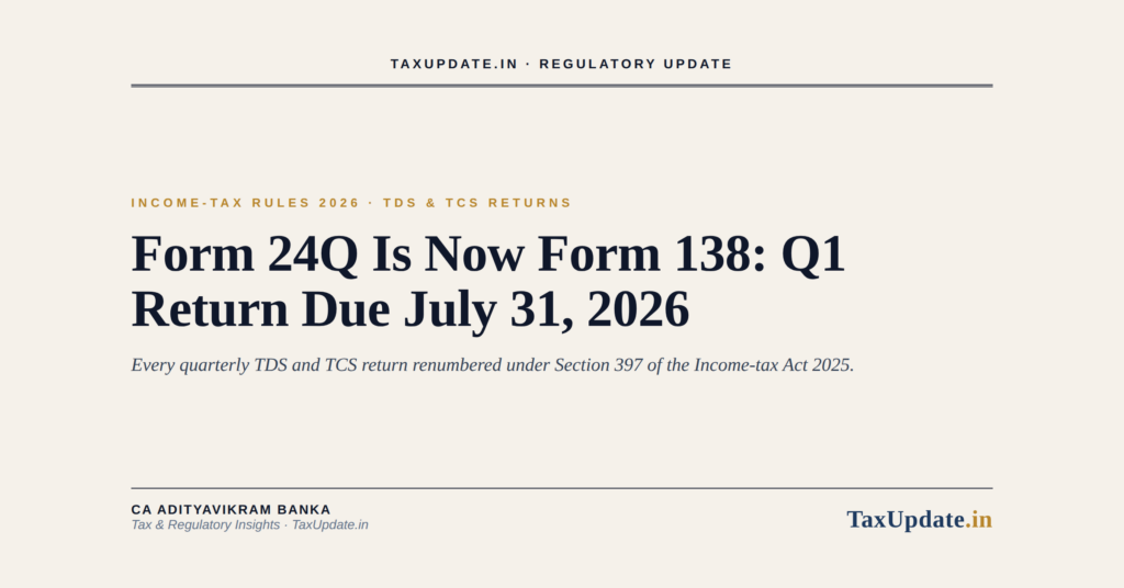 Wht Return 24q New TDS and TCS Return Forms From FY 2026-27: Form 24Q Is Now Form 138 ...