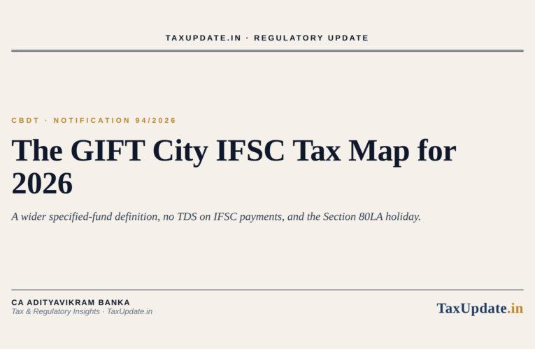 GIFT City IFSC Tax Rules in 2026: What CBDT Notification 94/2026 and the No-TDS Regime Mean for Your Fund
