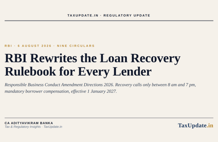 RBI’s New Loan Recovery Rules From January 1, 2027: What the August 6, 2026 Directions Mean for Every Borrower