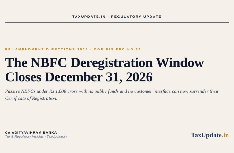 RBI NBFC Deregistration 2026: How Passive NBFCs Under Rs 1,000 Crore Can Surrender Their Certificate of Registration by December 31, 2026