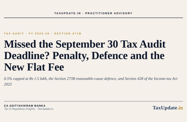 Late Tax Audit Report Penalty for FY 2025-26: Section 271B, the Section 273B Reasonable-Cause Defence and the New Section 428 Fee Under the Income-tax Act 2025