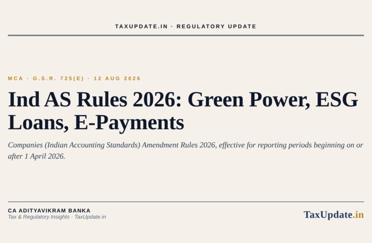 Companies (Ind AS) Amendment Rules 2026: Green Power Contracts, ESG-Linked Loans and E-Payment Settlement Under G.S.R. 725(E)