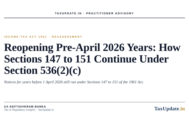 Reopening Pre-April 2026 Years: How Sections 147 to 151 Continue Under Section 536(2)(c)