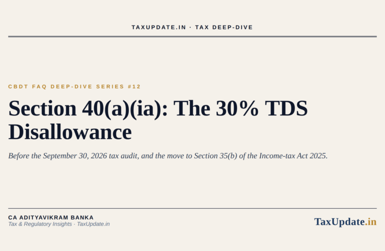 CBDT FAQ Deep-Dive #12: Section 40(a)(ia) TDS Disallowance Before the September 30, 2026 Tax Audit and the Move to Section 35(b) of the Income-tax Act 2025