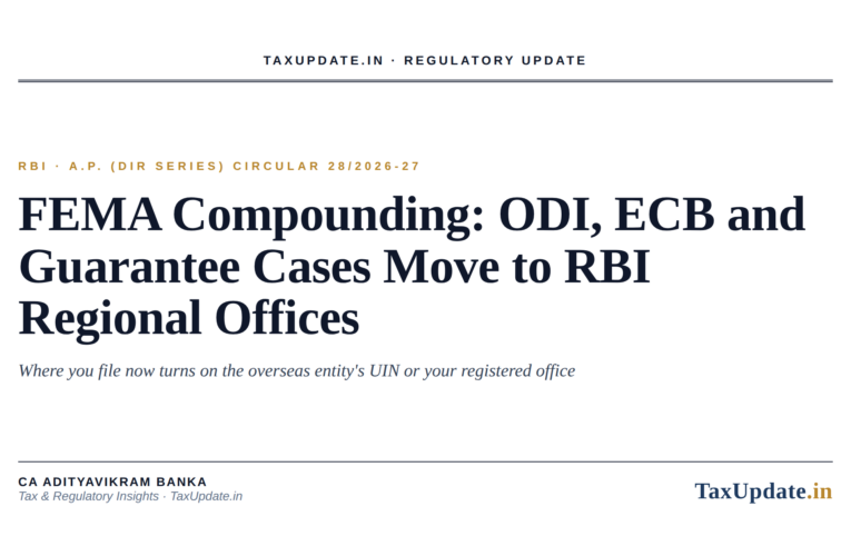 FEMA Compounding Application 2026: RBI Circular 28 Moves ODI, ECB and Guarantee Cases to Regional Offices