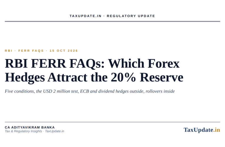 RBI FERR FAQs October 2026: Which Forex Hedges Attract the 20% Foreign Exchange Risk Reserve and Which Do Not