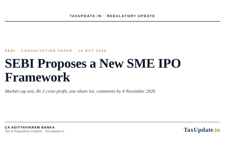 SEBI SME IPO Consultation Paper 2026: Rs 1,000 Crore Market Cap Test, Rs 3 Crore Profit and One-Share Trading Lot Proposed